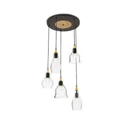 Grand Lustre Moderne Axiome 5 Lampes Verres