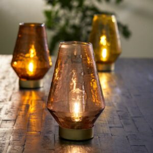 Lampe de table en verre ambre